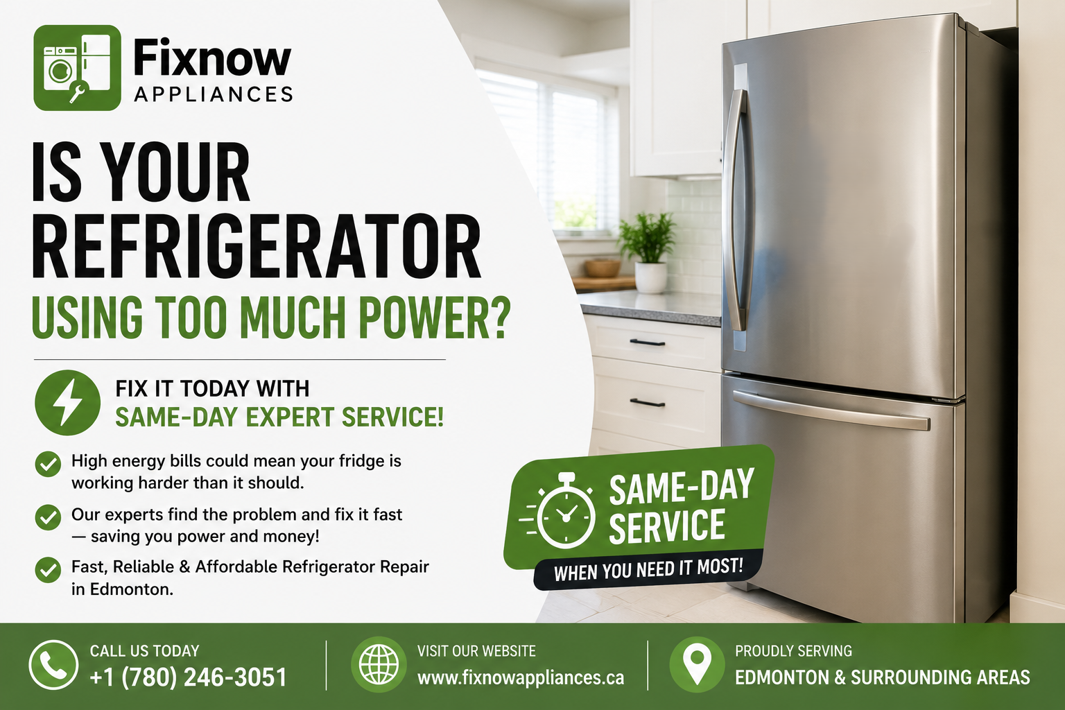Is Your Refrigerator Using Too Much Power? Get Same-Day Expert Repair